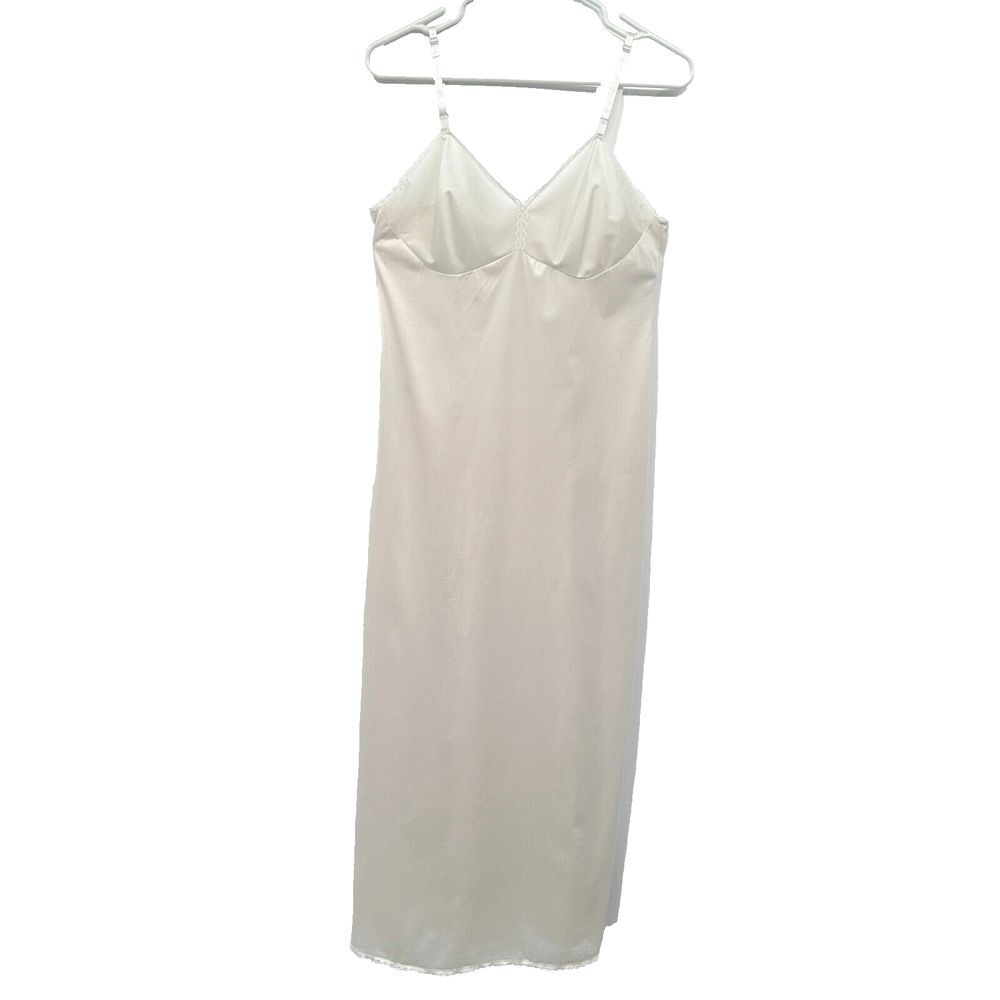 Vintage Vanity Fair Slip Dress‎ Maxi Size 36 LL Medium Side Slit Adjustable USA